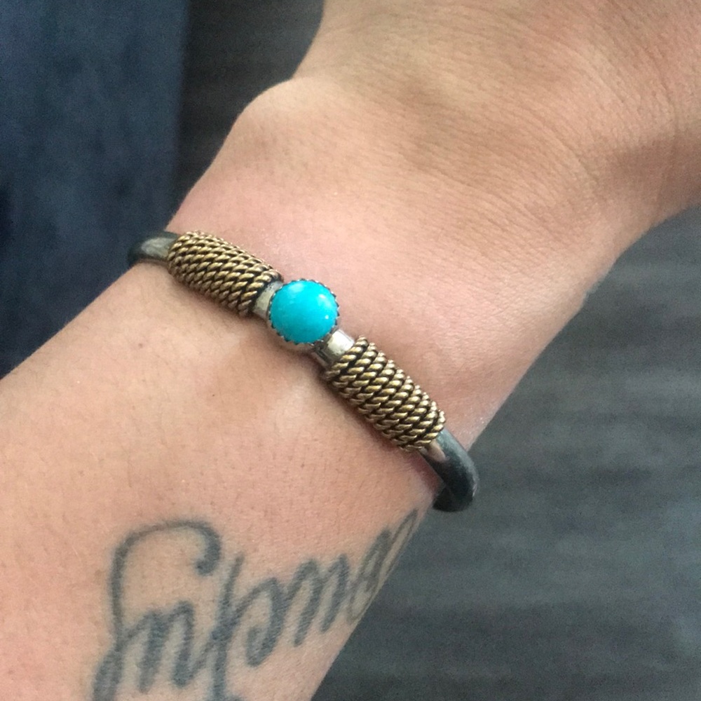 Sterling silver cuff with large turquoise stone